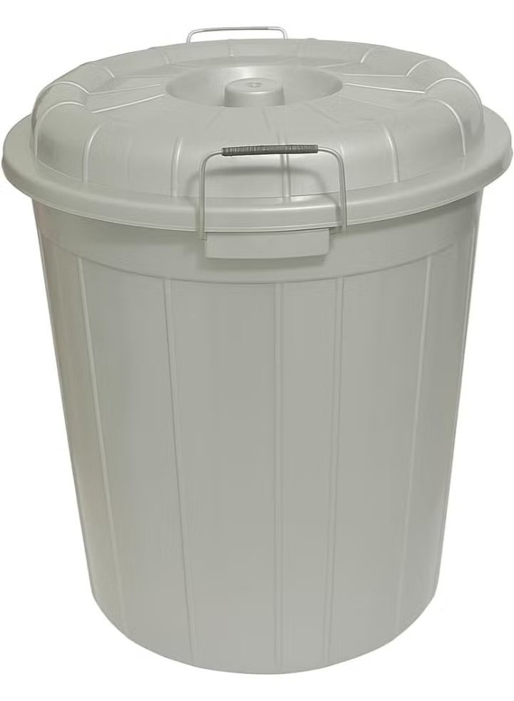 Plastic Storage Drum Bucket with Lid 50L Large Capacity Food Grade Heavy-Duty Container with Metal Handles Multipurpose Bucket for Water, Grains, Laundry, Gardening Outdoor Use Grey - Image 4