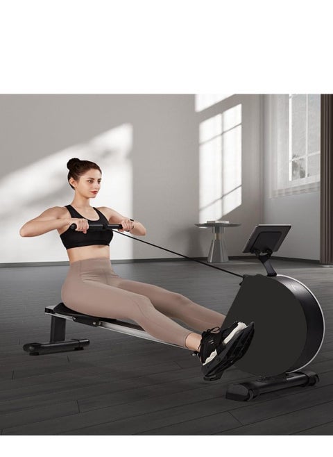 Foldable Exercise Rowing Machine with Magnetic Resistance, Pull rope using pulley, LCD Monitor for Home Gym Workout