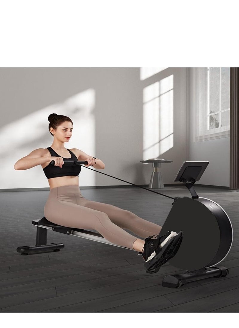 Foldable Exercise Rowing Machine with Magnetic Resistance, Pull rope using pulley, LCD Monitor for Home Gym Workout