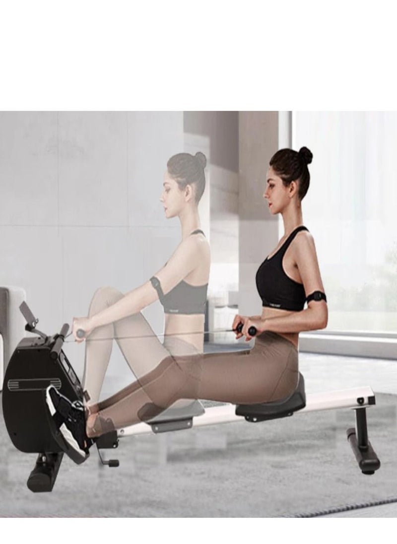 Foldable Exercise Rowing Machine with Magnetic Resistance, Pull rope using pulley, LCD Monitor for Home Gym Workout