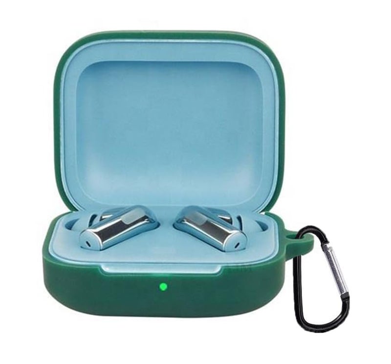 AJM 360 Protection Shockproof Design Soft Rubberised Case with Keychain for Oneplus Buds 3 (Dark Green) - Image 1