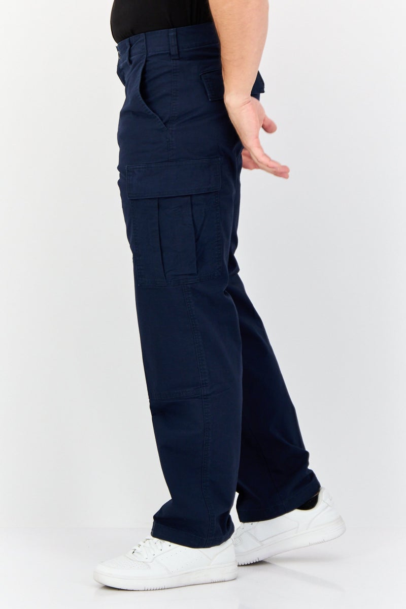 DOCKERS Men Relaxed Fit Solid Cargo Pants, Dark Navy - Image 2