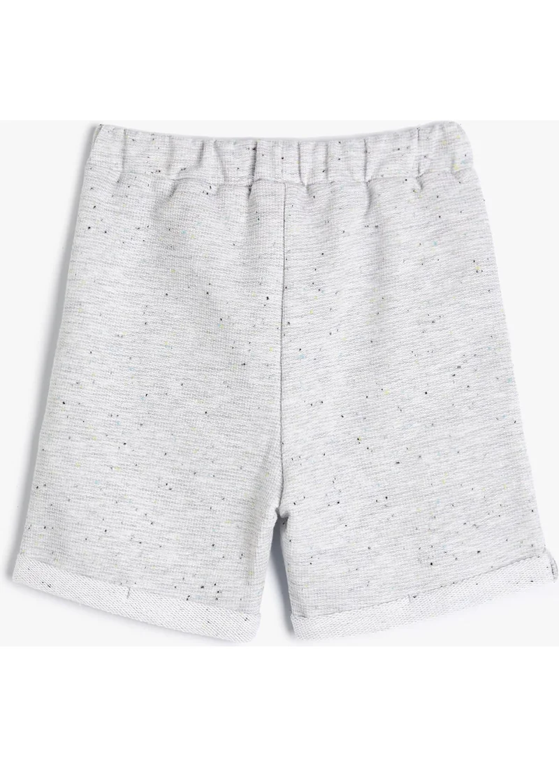 كوتون Kangaroo Pocket Shorts Tie Waist Cotton with Embroidery Detail