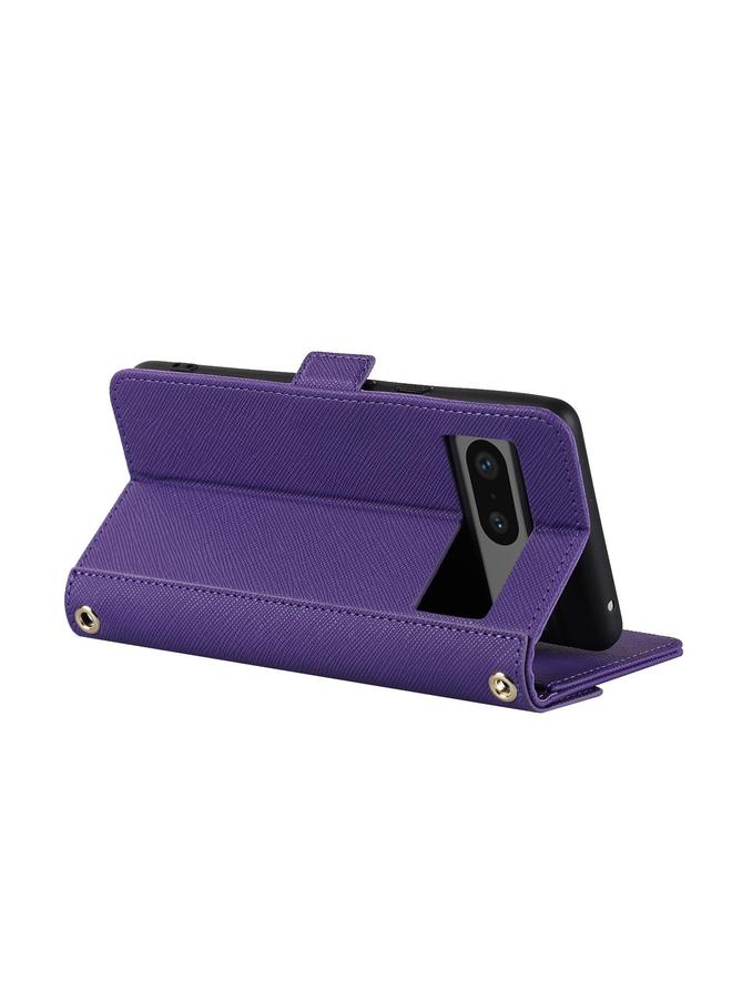 Zaboon Case For Google Pixel 7 Pro Cross Texture Crossbody Lanyard Leather Phone Case - Image 4