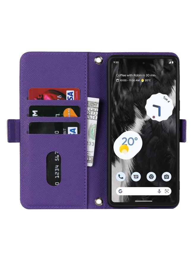 Zaboon Case For Google Pixel 7 Pro Cross Texture Crossbody Lanyard Leather Phone Case - Image 3