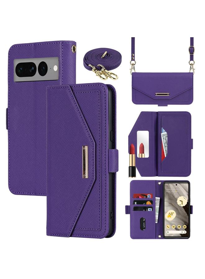 Zaboon Case For Google Pixel 7 Pro Cross Texture Crossbody Lanyard Leather Phone Case - Image 1