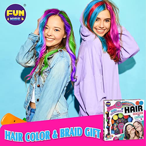 FUN KIDZ Hair Braiding Kit for Girls 8-12, FunKidz Handheld Hair Temporary Coloring Clamp with Hair Chalk for Kids Washable Hair Makeup Kit - Image 4