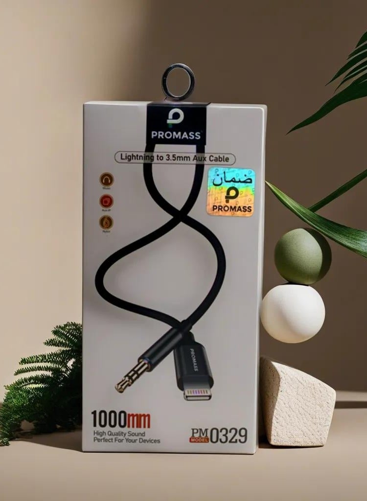 PROMASS Lightning to 3.5mm Aux Cable 1000mm High Quality Sound Perfect For Your Devices - Image 1