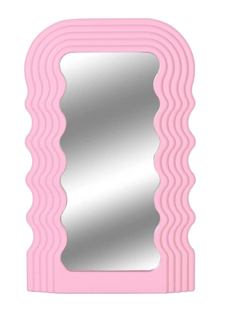 Cool Baby Style COOL BABY Flint Ripple Irregular Makeup Mirror Desktop Vanity Mirror Wall Hanging Mirror Pink  - Image 1