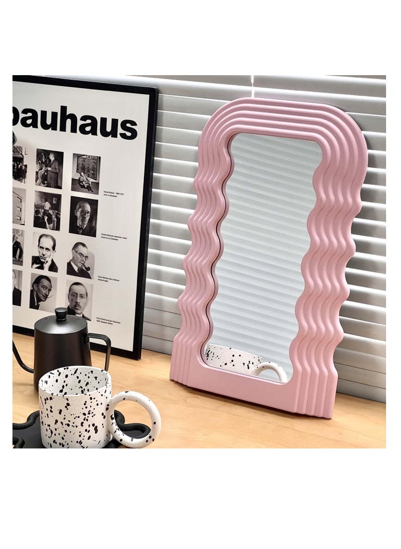 Cool Baby Style COOL BABY Flint Ripple Irregular Makeup Mirror Desktop Vanity Mirror Wall Hanging Mirror Pink  - Image 3