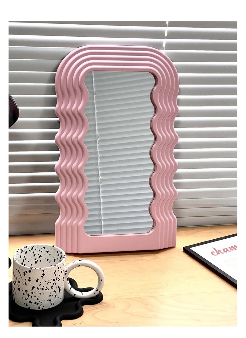 Cool Baby Style COOL BABY Flint Ripple Irregular Makeup Mirror Desktop Vanity Mirror Wall Hanging Mirror Pink  - Image 5