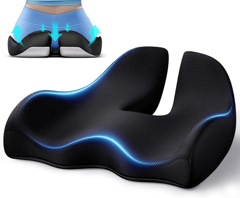 Benazcap Memory Foam Seat Cushion for Sciatica&Tailbone Pain, Black, Large - Image 1