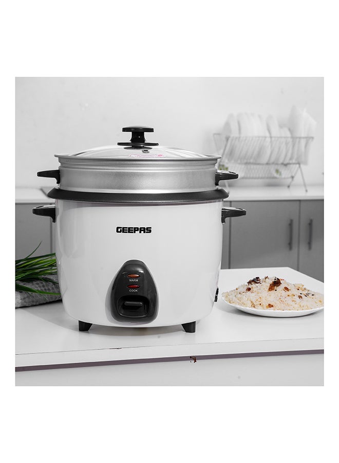 GEEPAS Electric Rice Cooker  -Cook/Warm/Steam, High-Temperature Protection - Make Rice & Steam Healthy Food & Vegetables, Tempered Glass Lid, Non Stick Inner Pot | 2 Year Warranty 2.2 L 900 W GRC4326 White/Black/Clear - Image 4