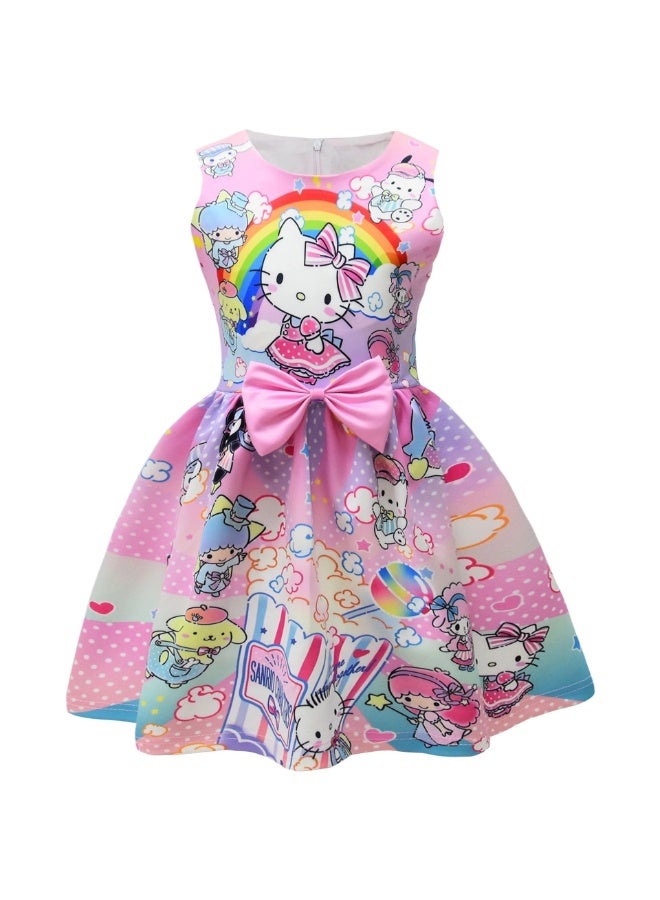 Hello Kitty Printed Casual Dress Multiple Sizes Soft Breathable Loose Fit Fashion Dresses for Fans Daily Wear - Image 1