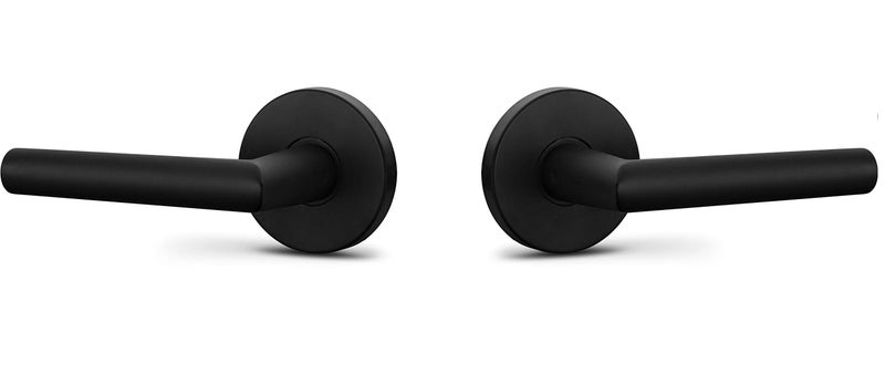 Berlin Modisch Dummy Lever Door Handle Pack of 2 Sleek Round Non-Turning Single Side Pull Only Lever Set [for Closet or French Doors] Heavy Duty - Iron Black Finish - Image 4