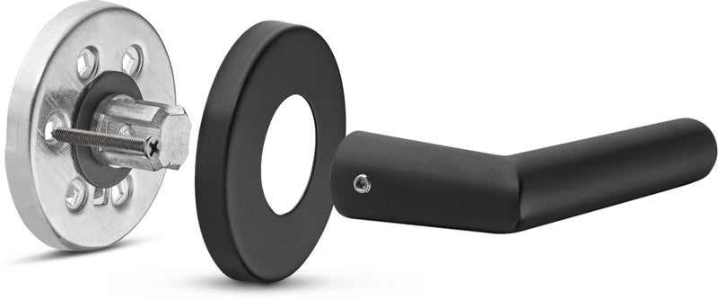Berlin Modisch Dummy Lever Door Handle Pack of 2 Sleek Round Non-Turning Single Side Pull Only Lever Set [for Closet or French Doors] Heavy Duty - Iron Black Finish - Image 3
