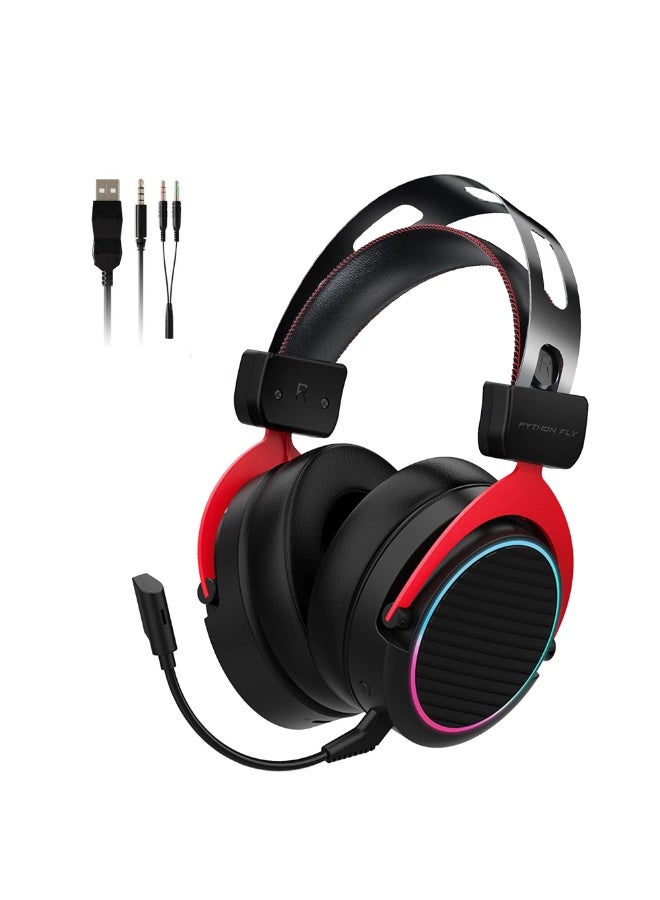 Python Fly X1 Pro Gaming Headset for Xbox One, PS4, PC, Controller, Noise Cancelling Over Ear Headphones with Mic, LED Light Bass Surround Soft Memory Earmuffs for PS2 Mac - Image 1