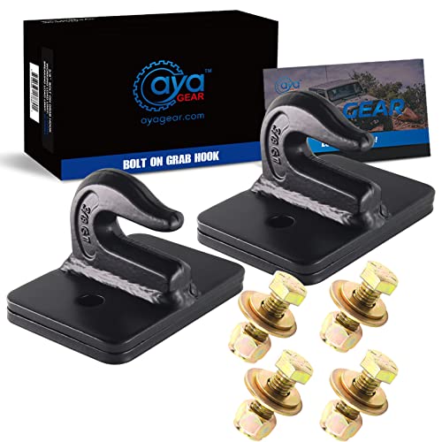 AyA Gear 2 Pack 3/8-in Bolt On Grab Hook Mount with Backer Plate Grab Hook Grade 70 Forged Steel Tow Hook Work Well for Loader, Tractor Bucket, RV, UTV,Truck (Black) - Image 1