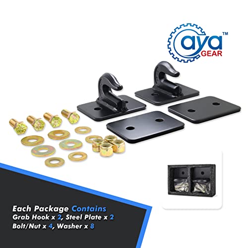 AyA Gear 2 Pack 3/8-in Bolt On Grab Hook Mount with Backer Plate Grab Hook Grade 70 Forged Steel Tow Hook Work Well for Loader, Tractor Bucket, RV, UTV,Truck (Black) - Image 4