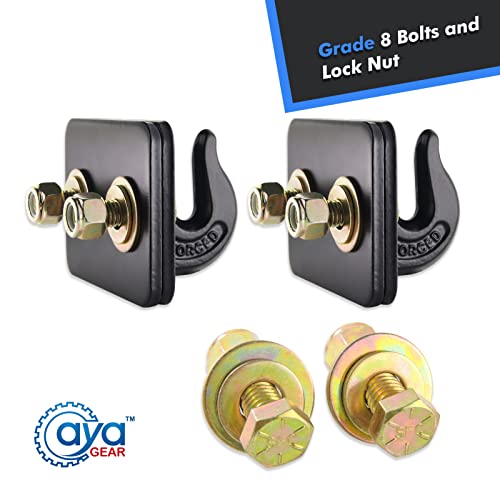 AyA Gear 2 Pack 3/8-in Bolt On Grab Hook Mount with Backer Plate Grab Hook Grade 70 Forged Steel Tow Hook Work Well for Loader, Tractor Bucket, RV, UTV,Truck (Black) - Image 5