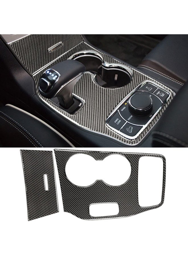 Jeep Grand Cherokee 2014-2015 Black Real Carbon Fiber Center Console Cup Holder Cover Trim - Image 1