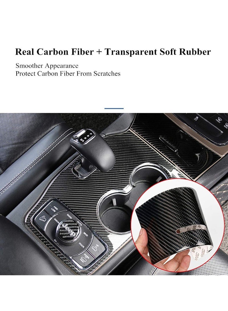 Jeep Grand Cherokee 2014-2015 Black Real Carbon Fiber Center Console Cup Holder Cover Trim - Image 5