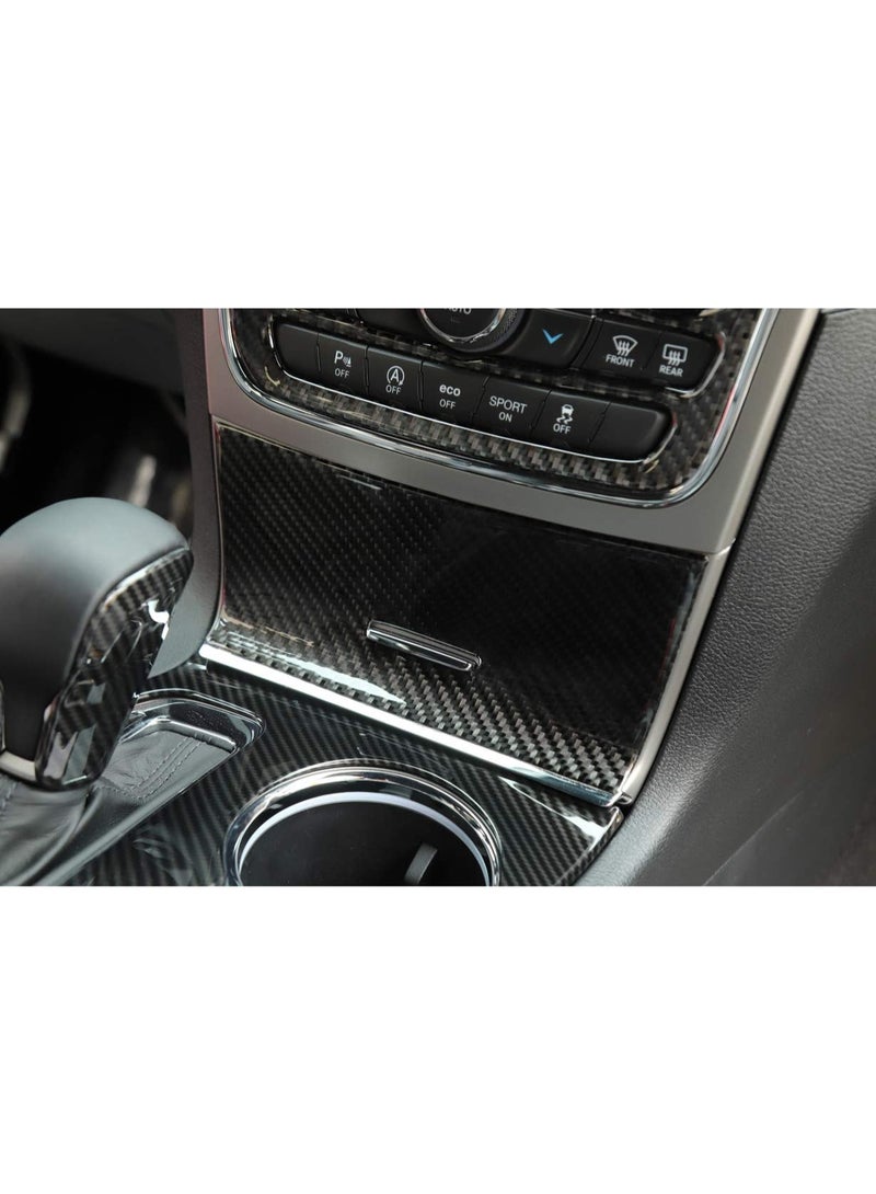 Jeep Grand Cherokee 2014-2015 Black Real Carbon Fiber Center Console Cup Holder Cover Trim - Image 4