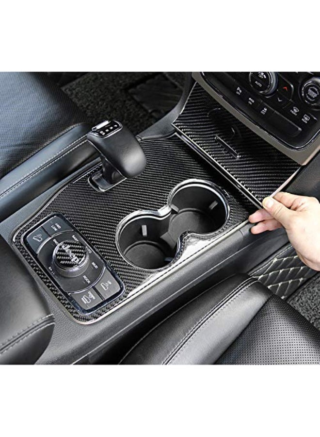 Jeep Grand Cherokee 2014-2015 Black Real Carbon Fiber Center Console Cup Holder Cover Trim - Image 3