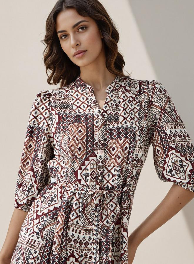 Splash FAV Printed Midi Women Dress with Pintuck Detail Viscose - Image 4