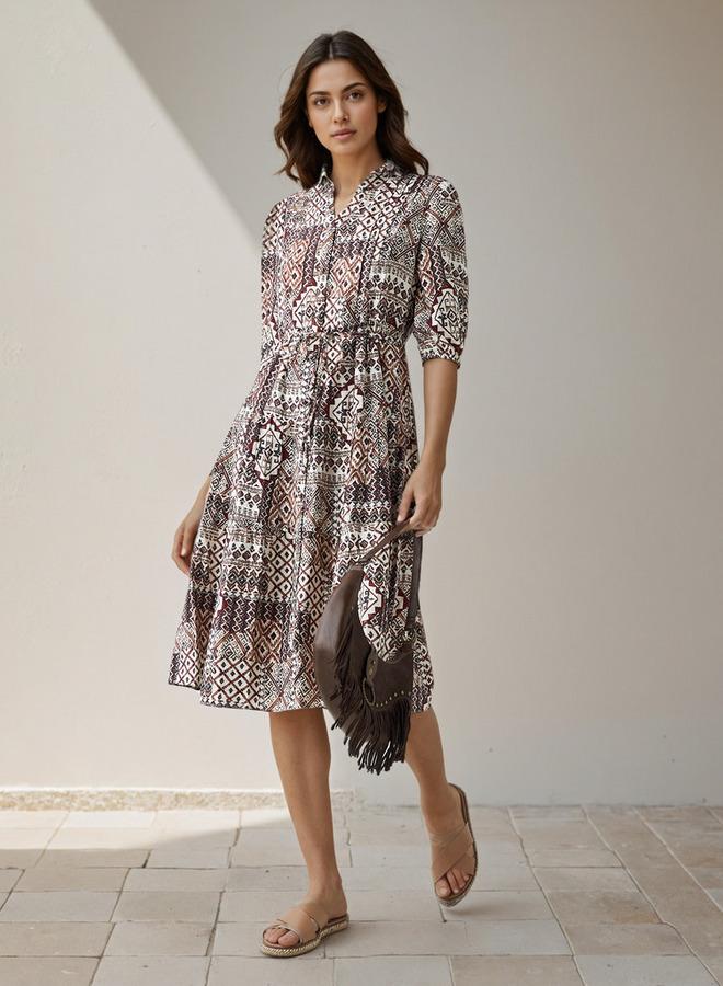 Splash FAV Printed Midi Women Dress with Pintuck Detail Viscose - Image 2