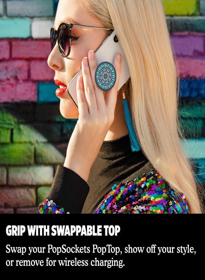 PopSockets: PopGrip with Swappable Top for Phones and Tablets - Butterfly Mandala Teal - Image 4