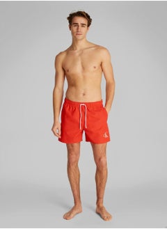 Calvin Klein Jeans Men's Medium Drawstring Swim Shorts - CK Monogram - Polyester, Red  - Image 3
