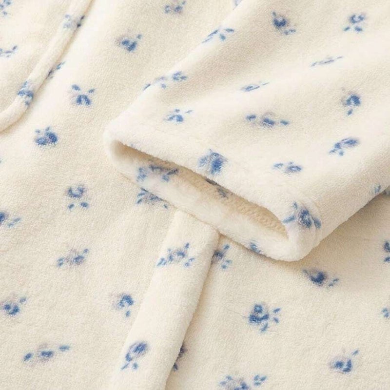 Shein 1pc New Flannel Bathrobe, Popular Coral Fleece Pajamas, Home Morning Robe, High-End Hotel Sleepwear, Printed One-Piece Loungewear, Luxurious Loose Tie-Waist Bathrobe, Home Wear, Suitable For Outdoor, All-Season Sleepwear - Size L (100-120 Catties) - Image 4