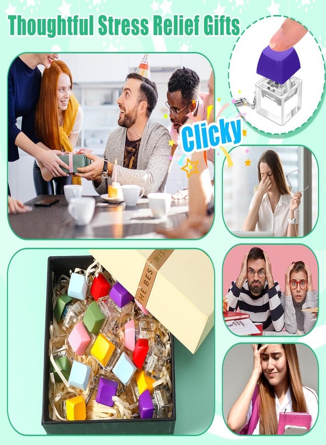 Nosiny 24 Pcs Keyboard Fidget Toys Keyboard Fidget Keychains for Adults Teens Finger Stress Relief Keycap for Boys Girls Students Decompression Gifts(Bright Colors) - Image 4