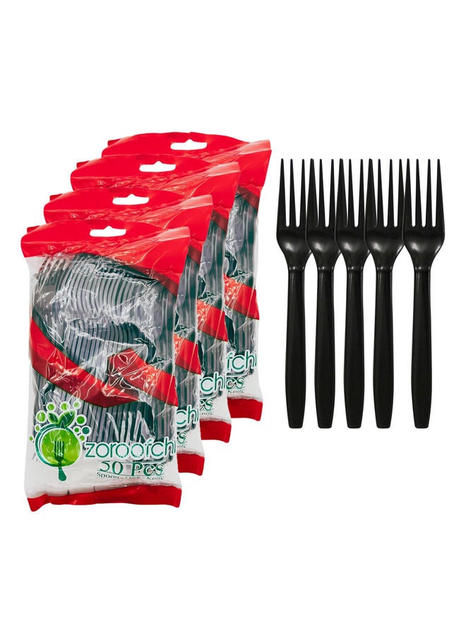 Disposable Plastic Fork Black 50-Pcs Pack of 6  - Image 1