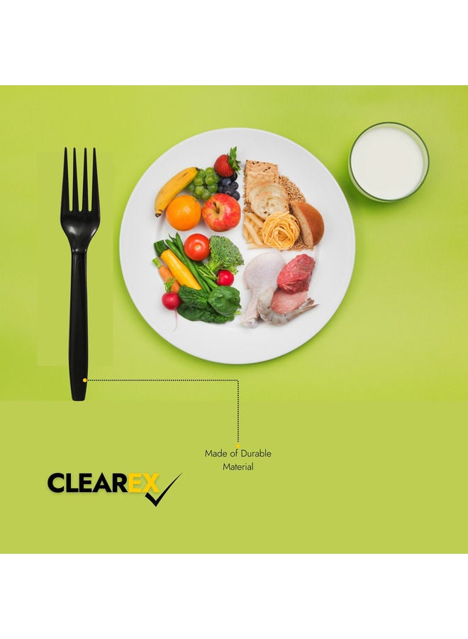 Disposable Plastic Fork Black 50-Pcs Pack of 6  - Image 4