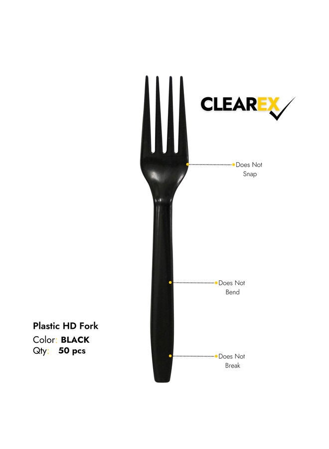 Disposable Plastic Fork Black 50-Pcs Pack of 6  - Image 2