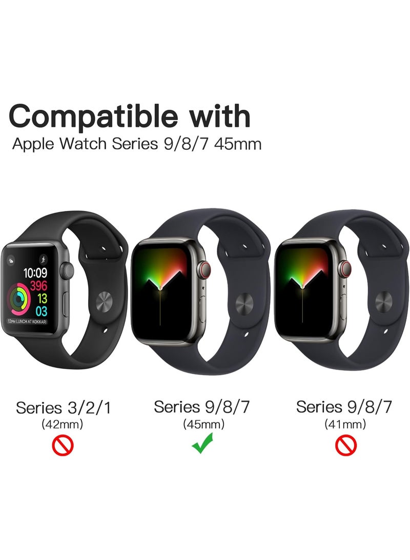 وايكيل واقي شاشة TPU مكون من 3 قطع لساعة Apple Watch Series 9/8/7 مقاس 45 مم، غشاء مرن شفاف عالي الدقة مع خاصية الشفاء الذاتي، وتغطية كاملة مضادة للخدش، ومجموعة تركيب خالية من الفقاعات - Image 2
