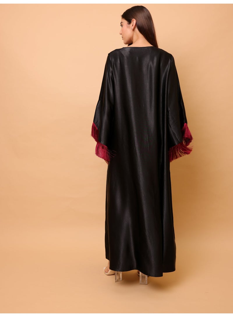 اكسا أكمام عصرية بتصميم زهور أنيقة من القماش اللامع - Image 3