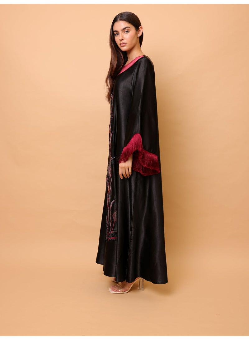 اكسا أكمام عصرية بتصميم زهور أنيقة من القماش اللامع - Image 4