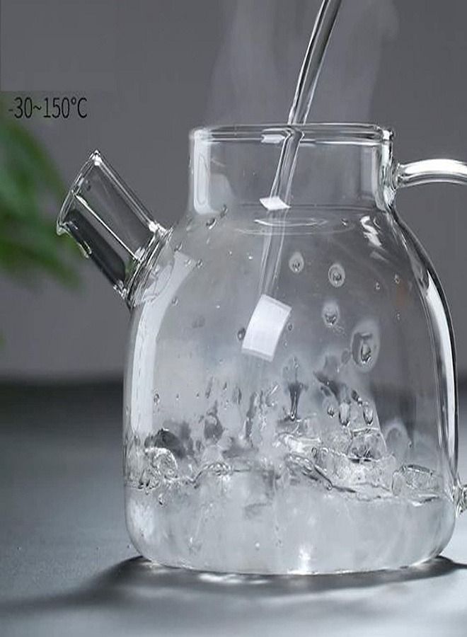 XiuWoo Glass Teapot with Removable Infuser, Stovetop Safe Teapot for Loose Leaf and Blooming Tea, 1000ml Clear Teapots with Bamboo Lid  - Image 4