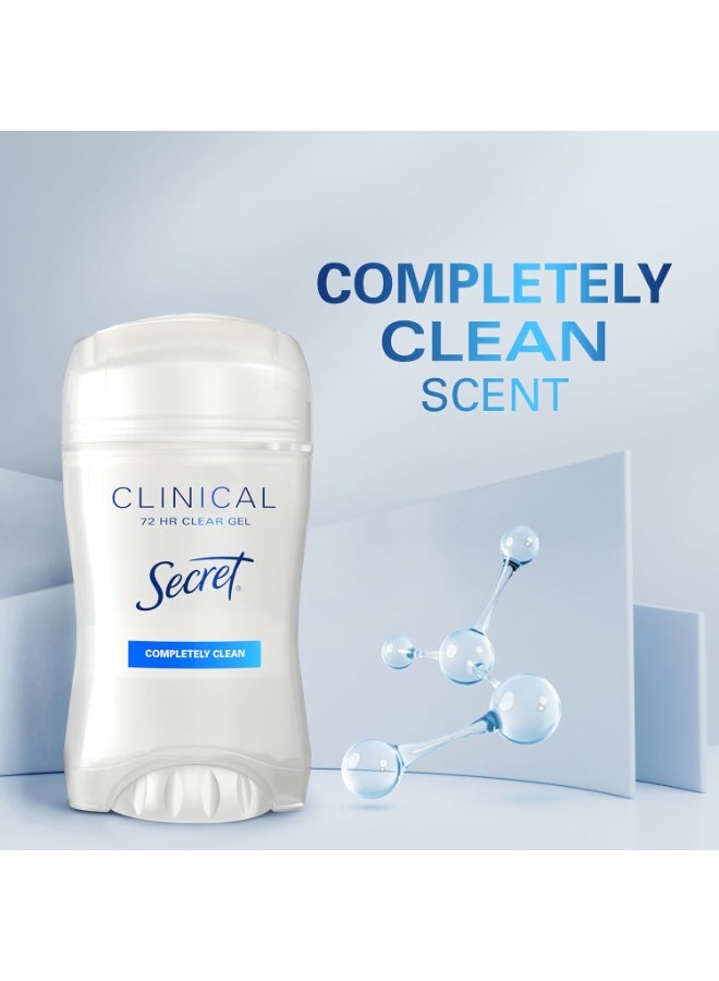 Secret Clinical Strength Antiperspirant Deodorant for Women, 3X Stress Protection, 72hr Sweat & Odor Protection, PH Balancing Minerals, Clear Gel, Completely Clean Scent, 1.6 oz - Image 2