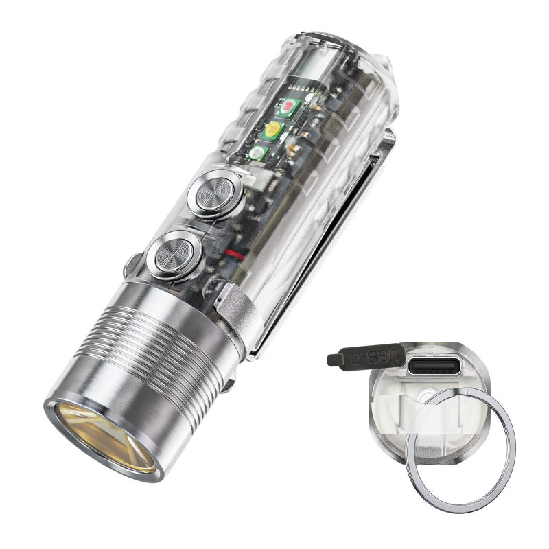 RovyVon Aurora A28 2nd USBC EDC Flashlight 6500K Cool White Max 1000 Lumen 850mAh Rechargeable Small Flashlight with RedWhite 365nm Sidelights Momentary On Ideal Flashlight for Camping - Image 2