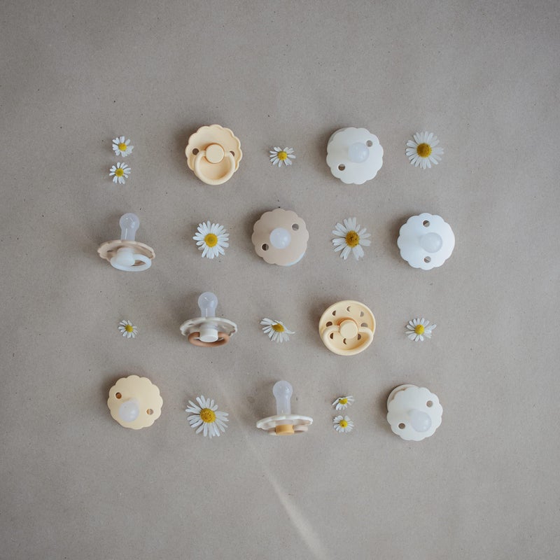 FRIGG Daisy SilkySoft Silicone Baby Pacifier | Made in Denmark | BPA-Free (Croissant/Portobello, 0-6 Months) - Image 4