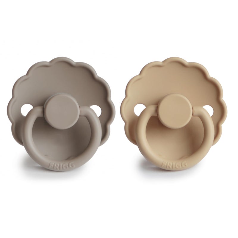 FRIGG Daisy SilkySoft Silicone Baby Pacifier | Made in Denmark | BPA-Free (Croissant/Portobello, 0-6 Months) - Image 2