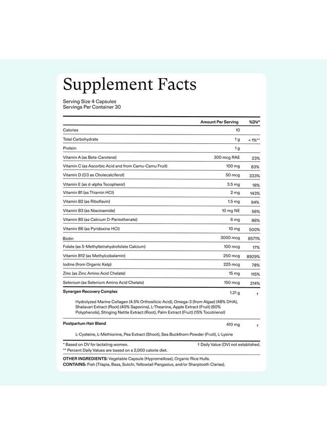 نوترافول مكملات نوترافول لنمو الشعر بعد الولادة، مُختَبَرة سريريًا لشعر أكثر كثافةً وتساقطًا أقل، مناسبة للرضاعة الطبيعية - إمداد لمدة شهر، كيس واحد لإعادة التعبئة - Image 5
