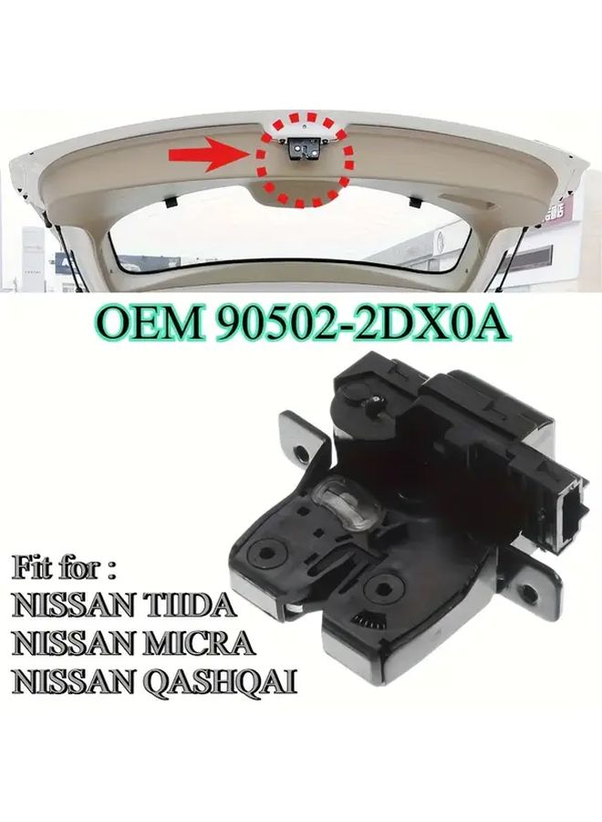 Black Trunk Lock Actuator Latch Compatible with Micra QASHQAI TIIDA OEM 90502 2DX0A ED00A Without Battery - Image 1