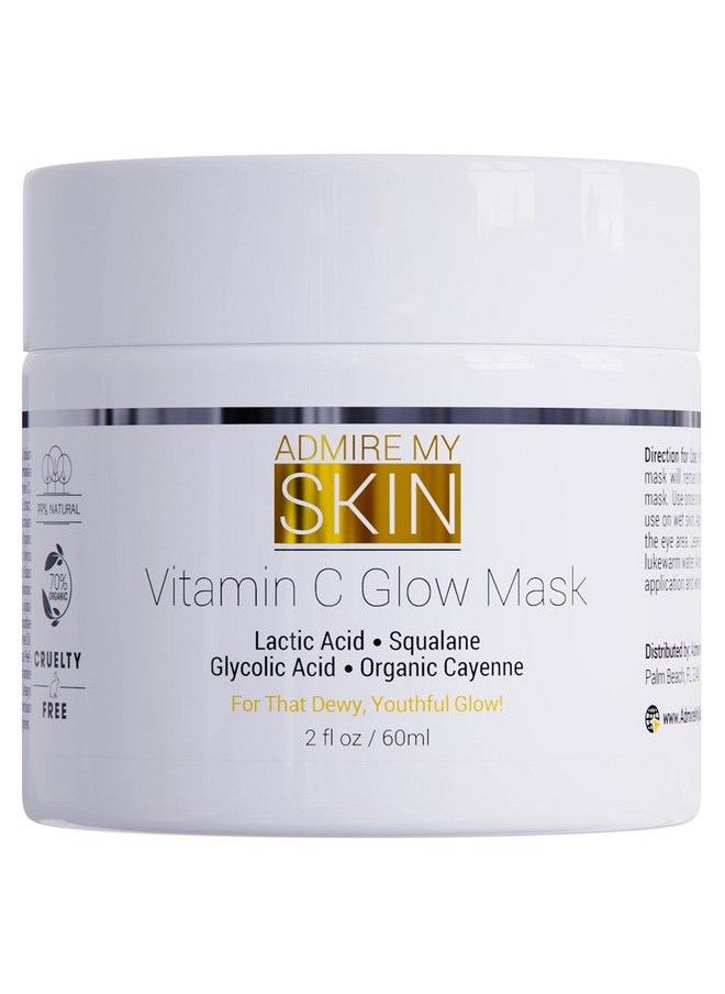 Admire My Skin Vitamin C Mask For Face Brightening Face Masks Skin Care Contains Glycolic Acid And Lactic Acid + Squalane Oil Hydrating Beauty Face Mask For Glowing Youthful Skin And Smooth Even Skin Tone 2Oz  - Image 4