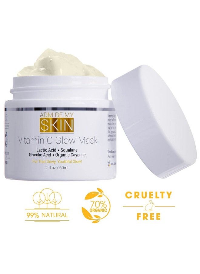 Admire My Skin Vitamin C Mask For Face Brightening Face Masks Skin Care Contains Glycolic Acid And Lactic Acid + Squalane Oil Hydrating Beauty Face Mask For Glowing Youthful Skin And Smooth Even Skin Tone 2Oz  - Image 3