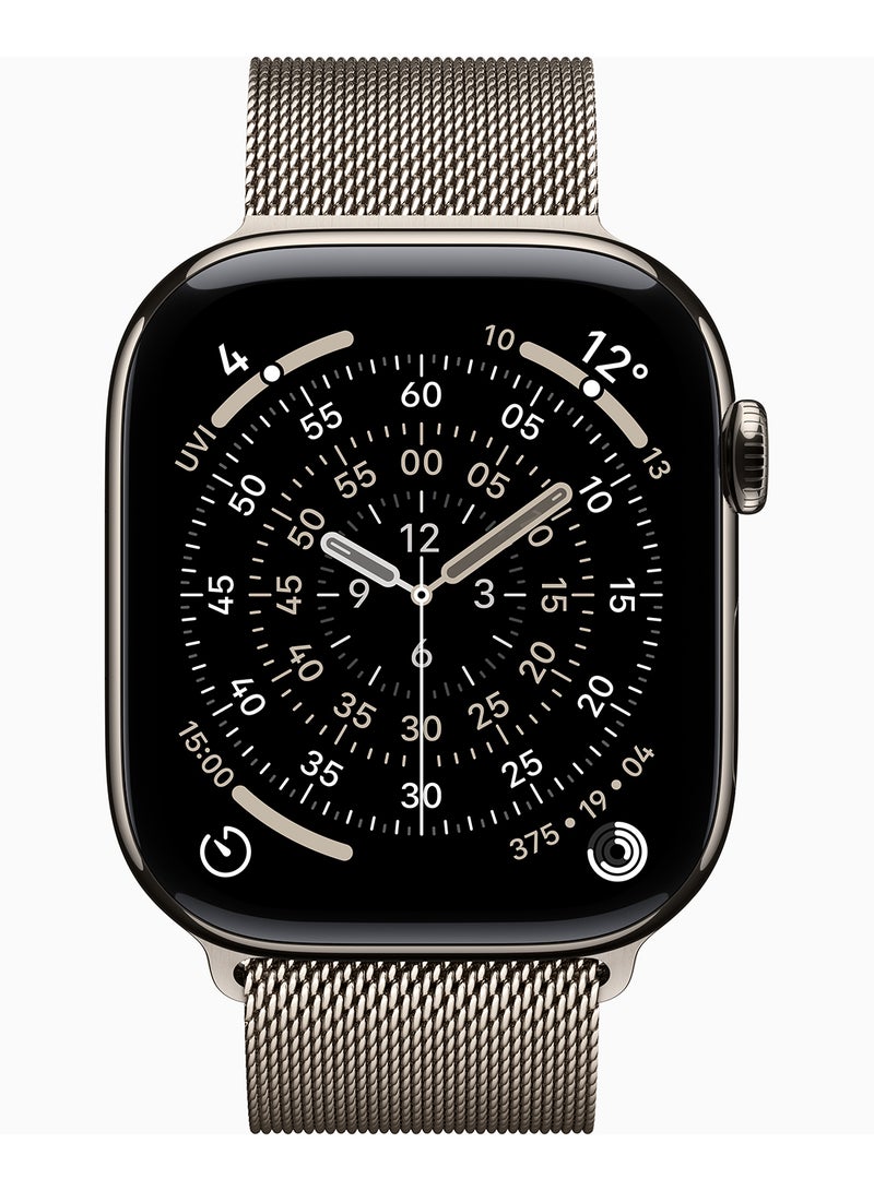 Apple Watch Series 11 GPS + Cellular 46mm (Middle East Version) Natural Titanium Case With Natural Milanese Loop - M/L - Image 2
